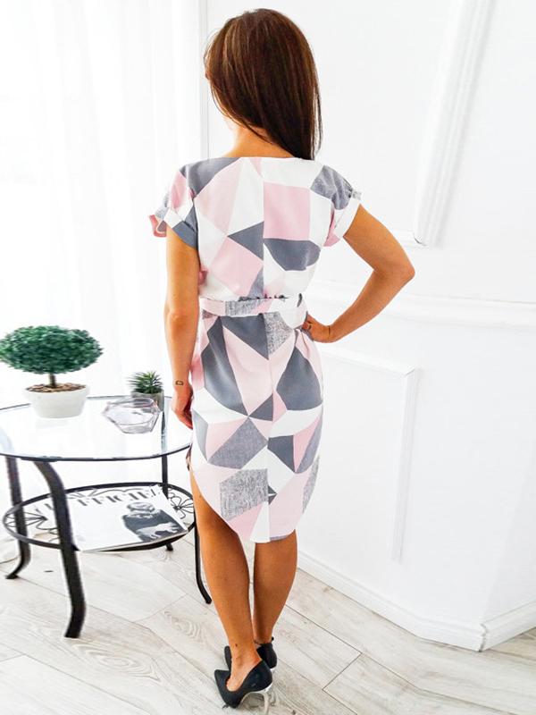 JuliaFashion-Dream Girl Color Block Notch Neck Dress