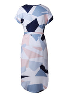 JuliaFashion-Dream Girl Color Block Notch Neck Dress