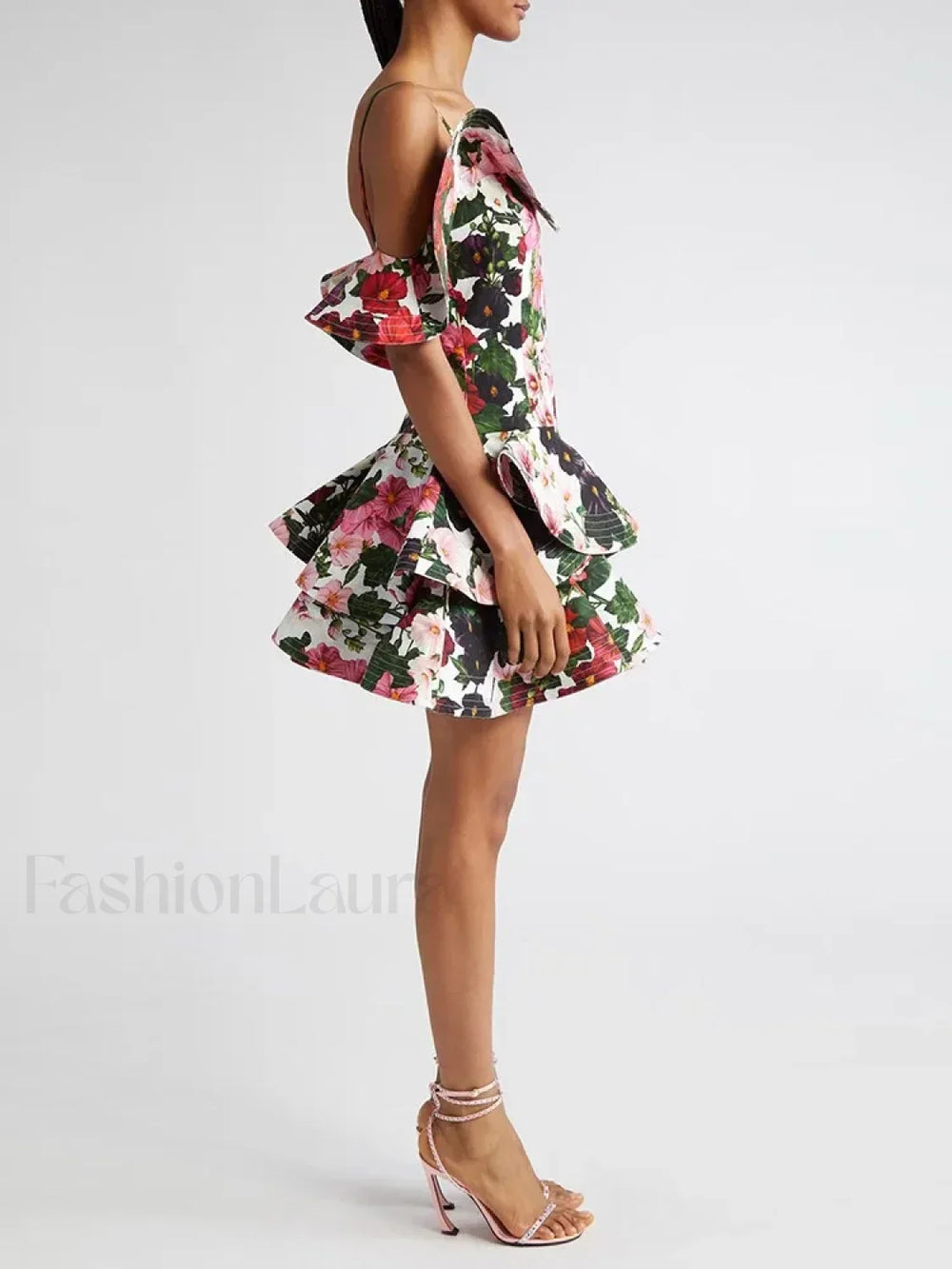 Colorblock Short Sleeve Floral Dress