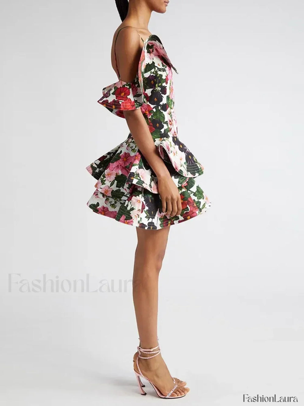 Colorblock Short Sleeve Floral Dress