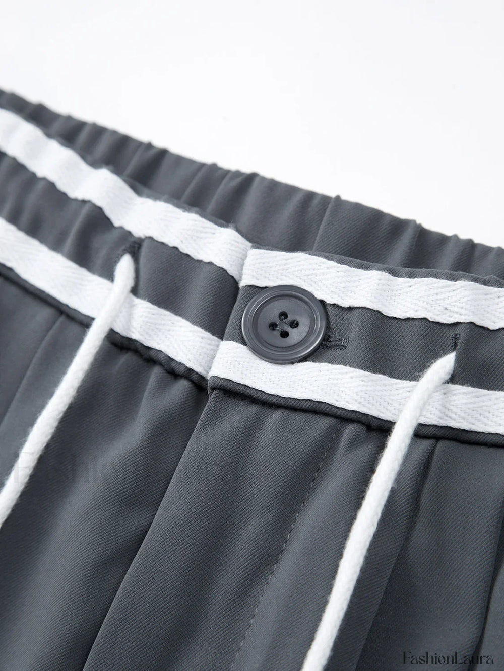 Contrast Binding Drawstring Trendy Straight Leg Pants Pants