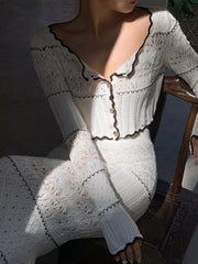 Contrast Binding Knit Cardigan White / XS Cardigans