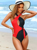 Contrast Color Hollow Out One Piece