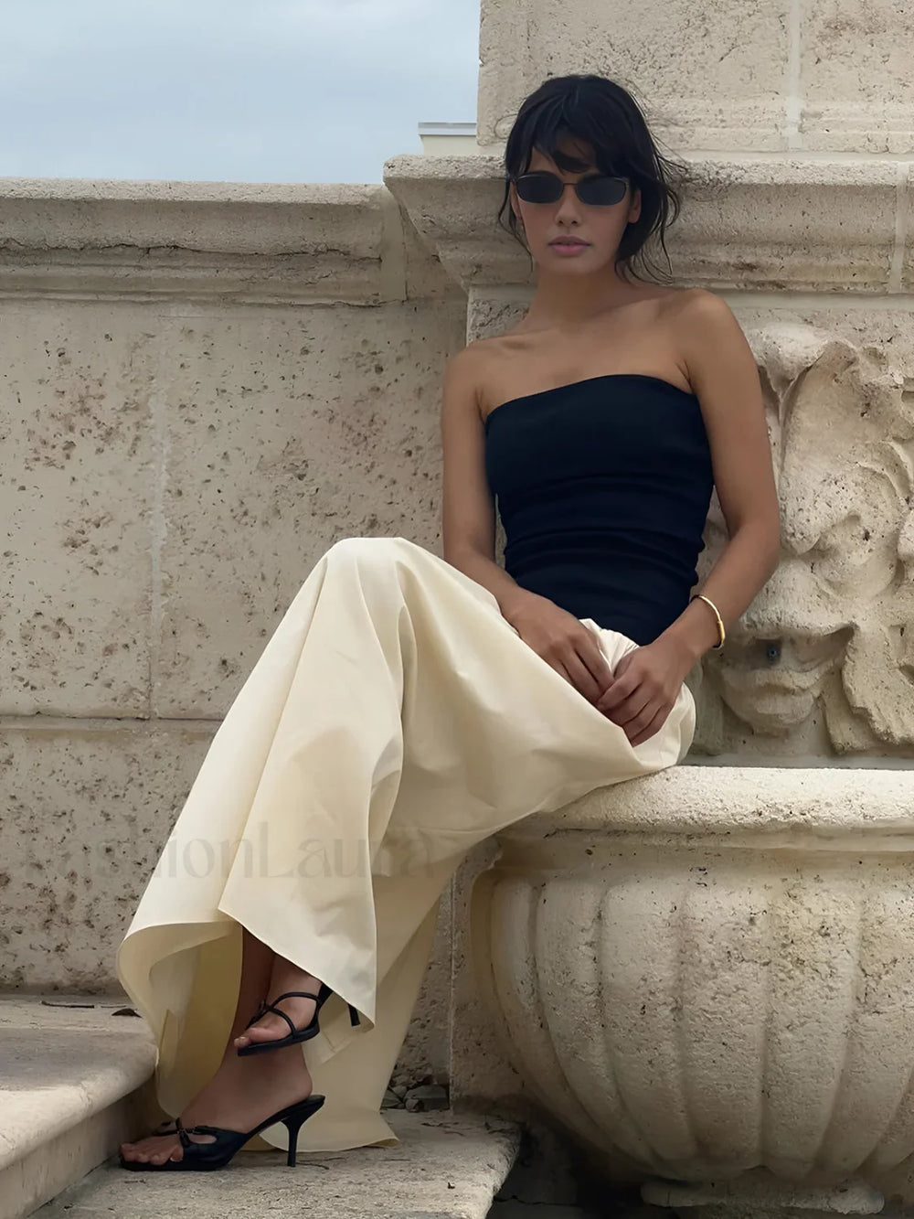 Contrast Color Tube Long Dress Dresses