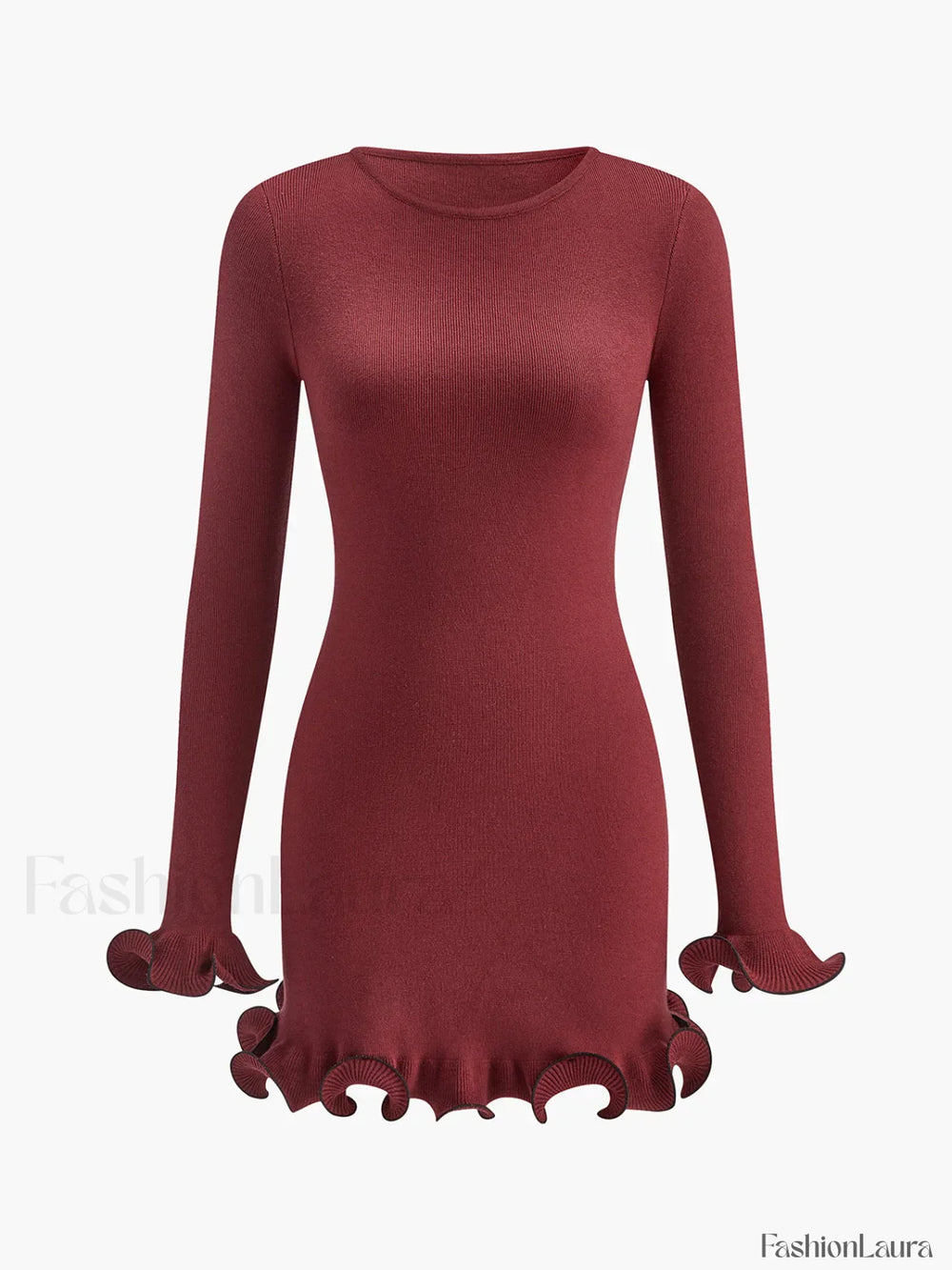 Contrast Ruffle Slim Dress Dresses