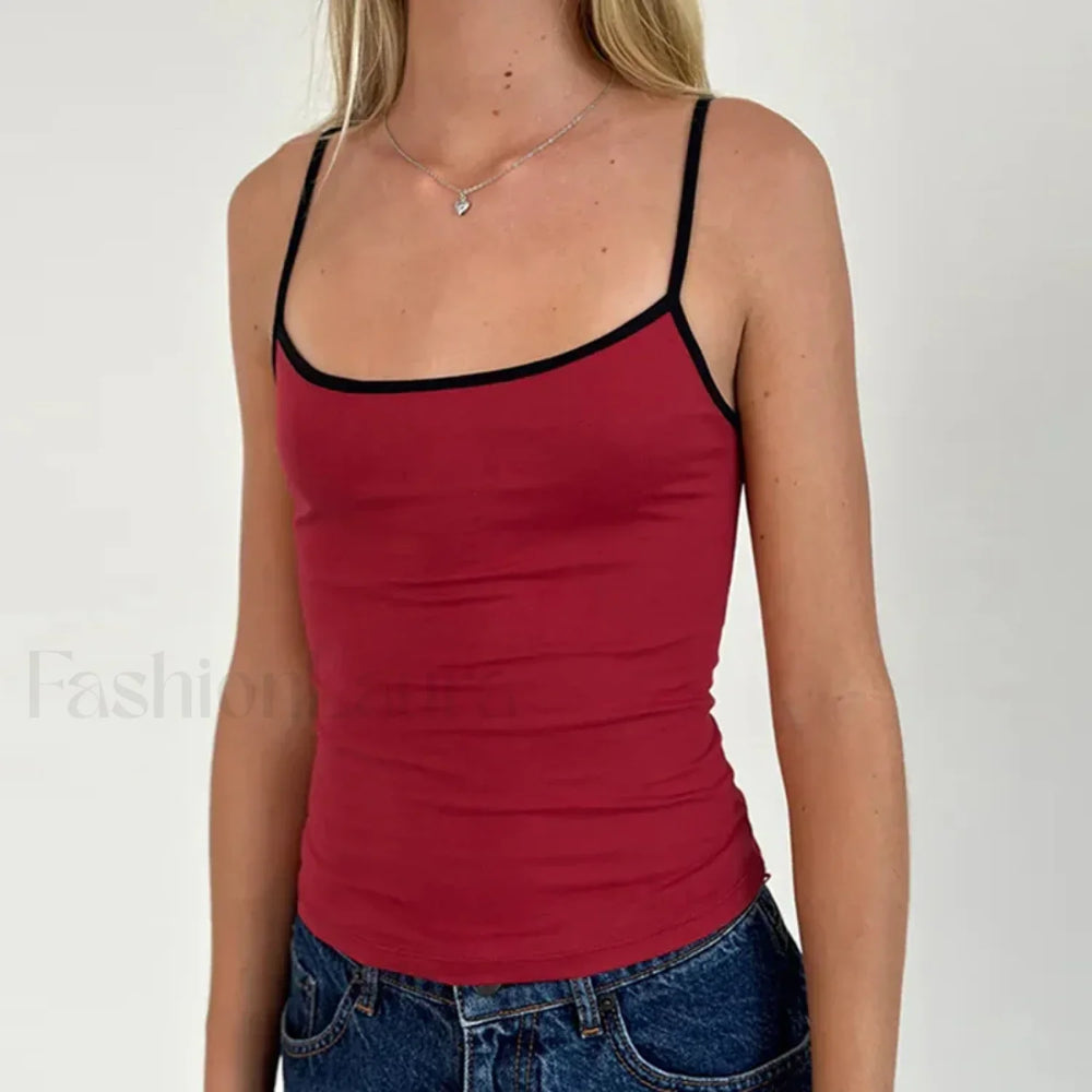 Contrast Spaghetti Strap Crop Top