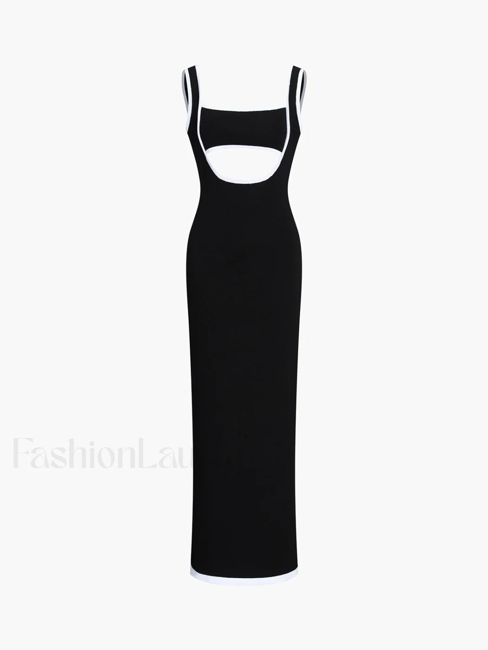 Contrast Trim Cutout Long Sweater Dress Sweater Dresses