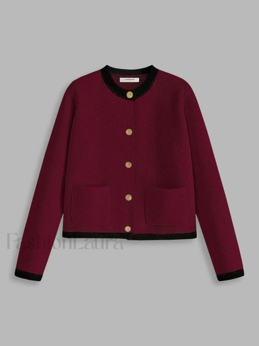 Contrast Trim Jersey Cardigan Burgundy / XS Cardigans