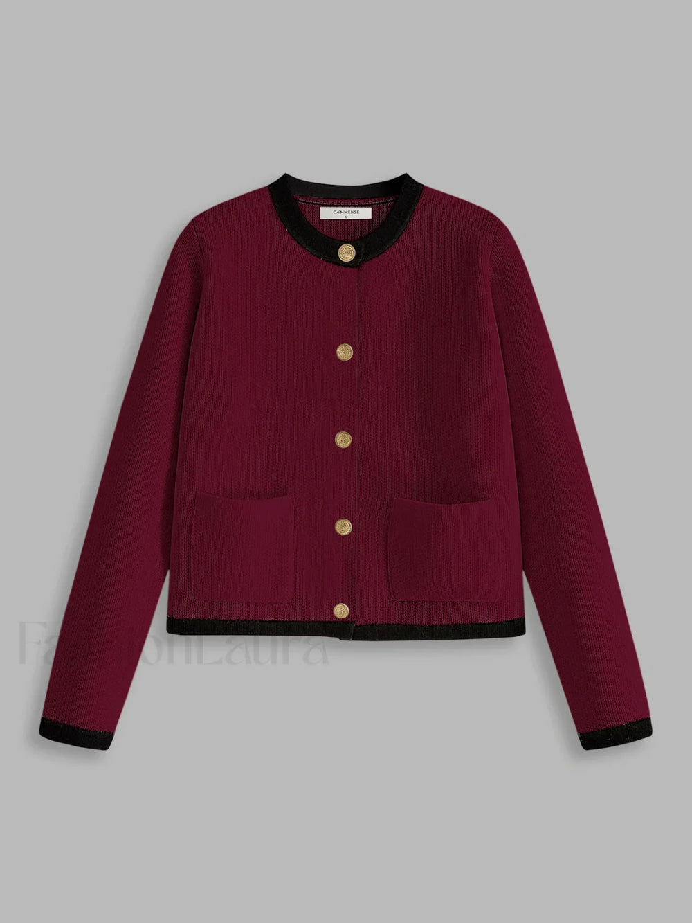 Contrast Trim Jersey Cardigan Burgundy / XS Cardigans