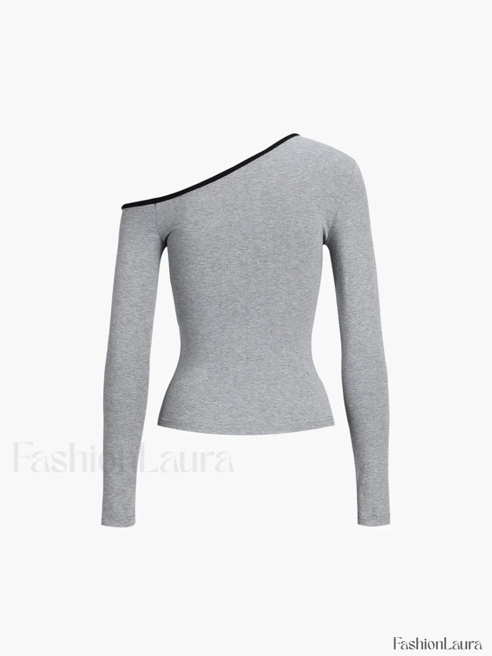 Contrast Trim Off Trendy Shoulder Long Sleeve Shirt T Shirts