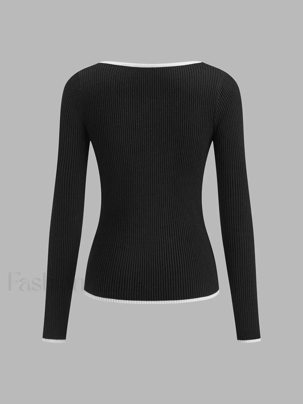 Contrast Trim Sexy Knit Top Knit Tops