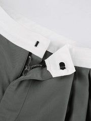 Contrast Waist Vintage Tailored Pants Pants