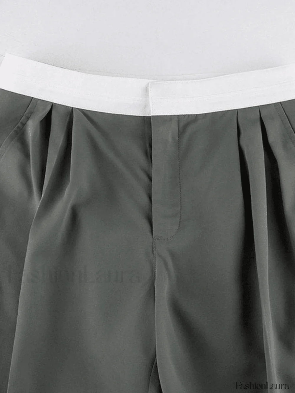 Contrast Waist Vintage Tailored Pants Pants