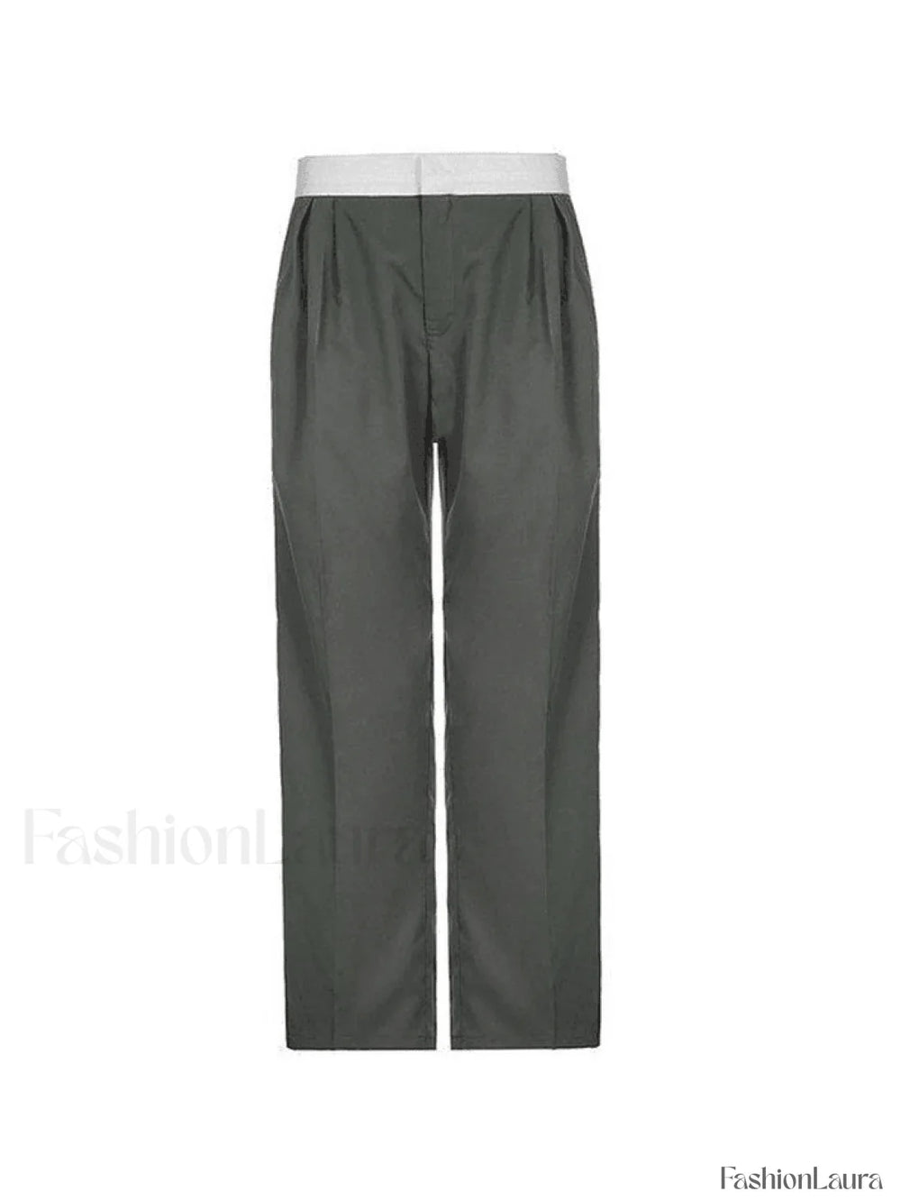 Contrast Waist Vintage Tailored Pants Pants