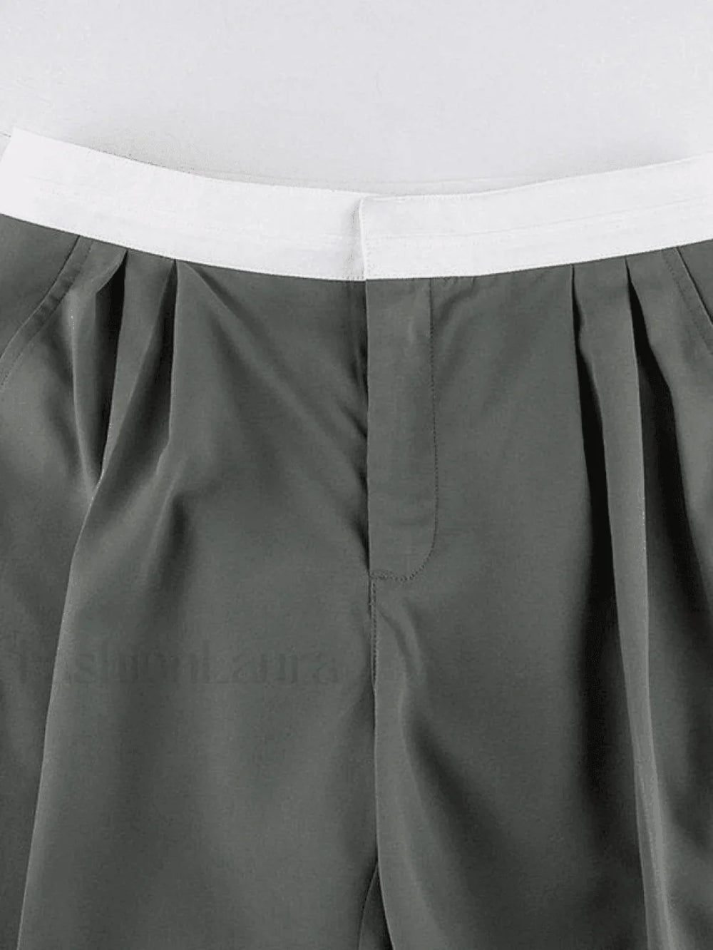 Contrast Waist Vintage Tailored Pants Pants