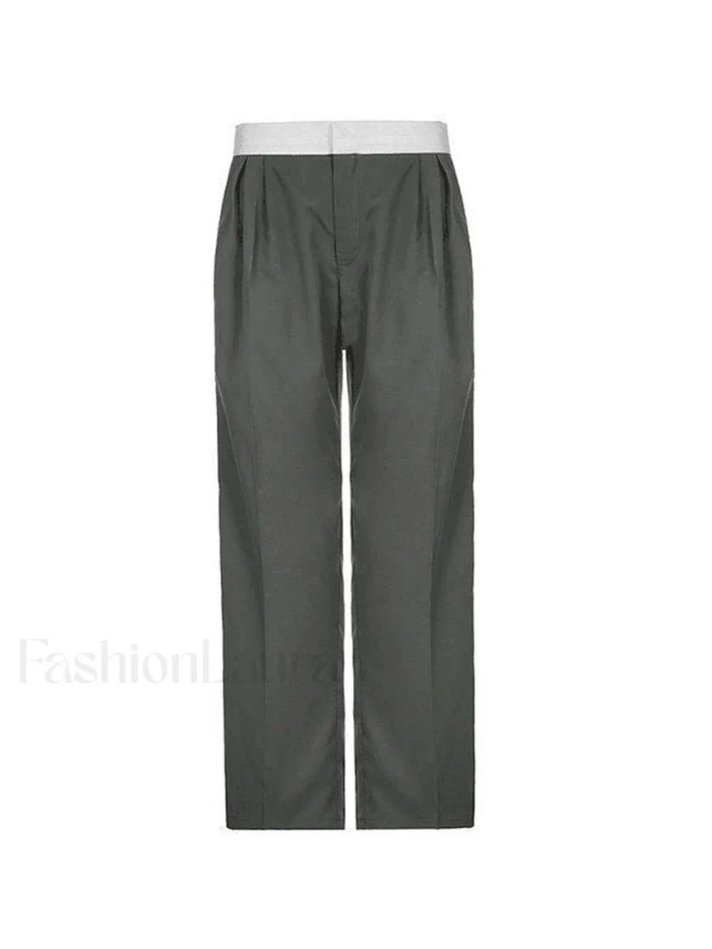 Contrast Waist Vintage Tailored Pants Pants