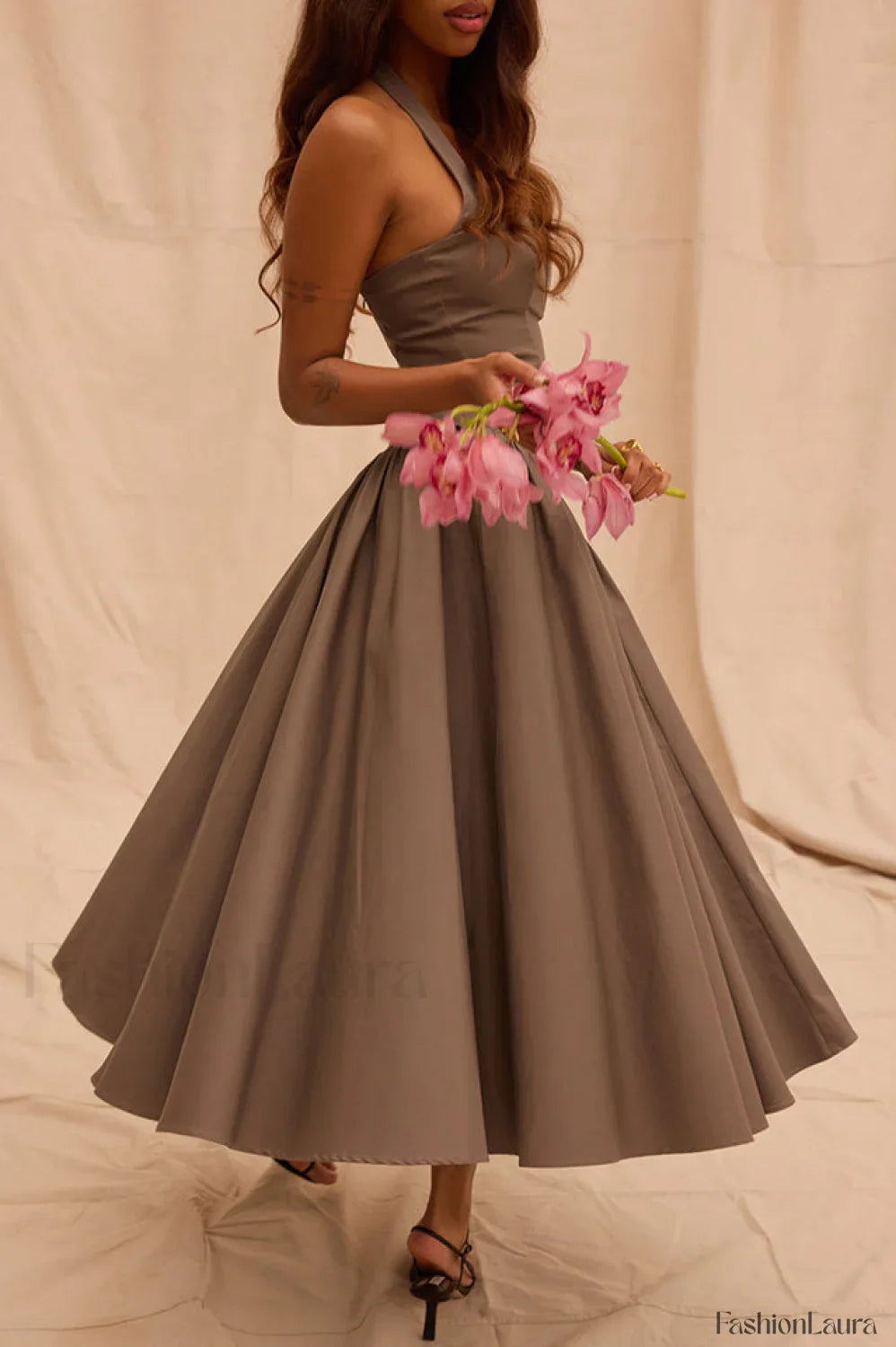 Coquette Scarlet Stylish Halter Midi Dress