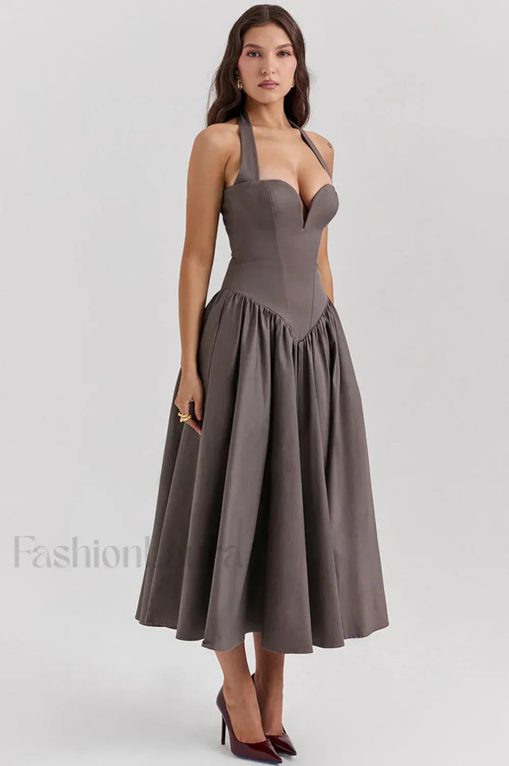 Coquette Scarlet Stylish Halter Midi Dress