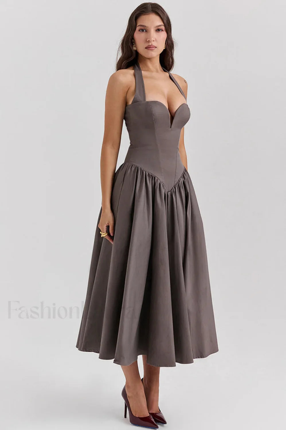 Coquette Scarlet Stylish Halter Midi Dress