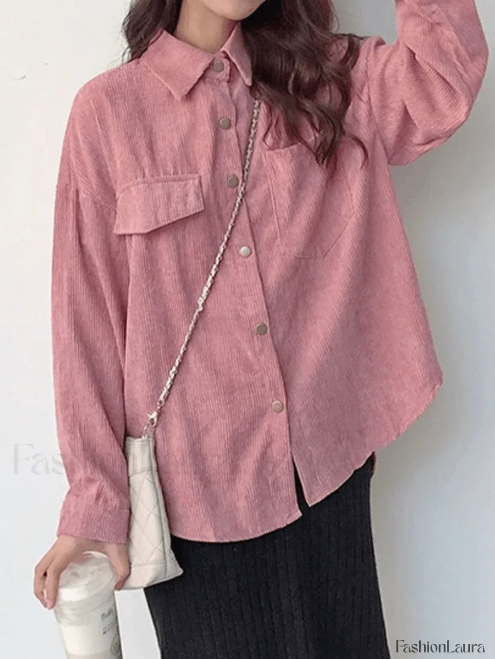 Corduroy Long Sleeve Button Blouse Shirts