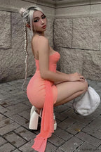 Corset Gathered Stylish Mesh Mini Dress