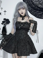 Corset Slip Nightclub Rose Lace Shirring Mini Black Backless Dress Print Patchwork Party A Line Dress