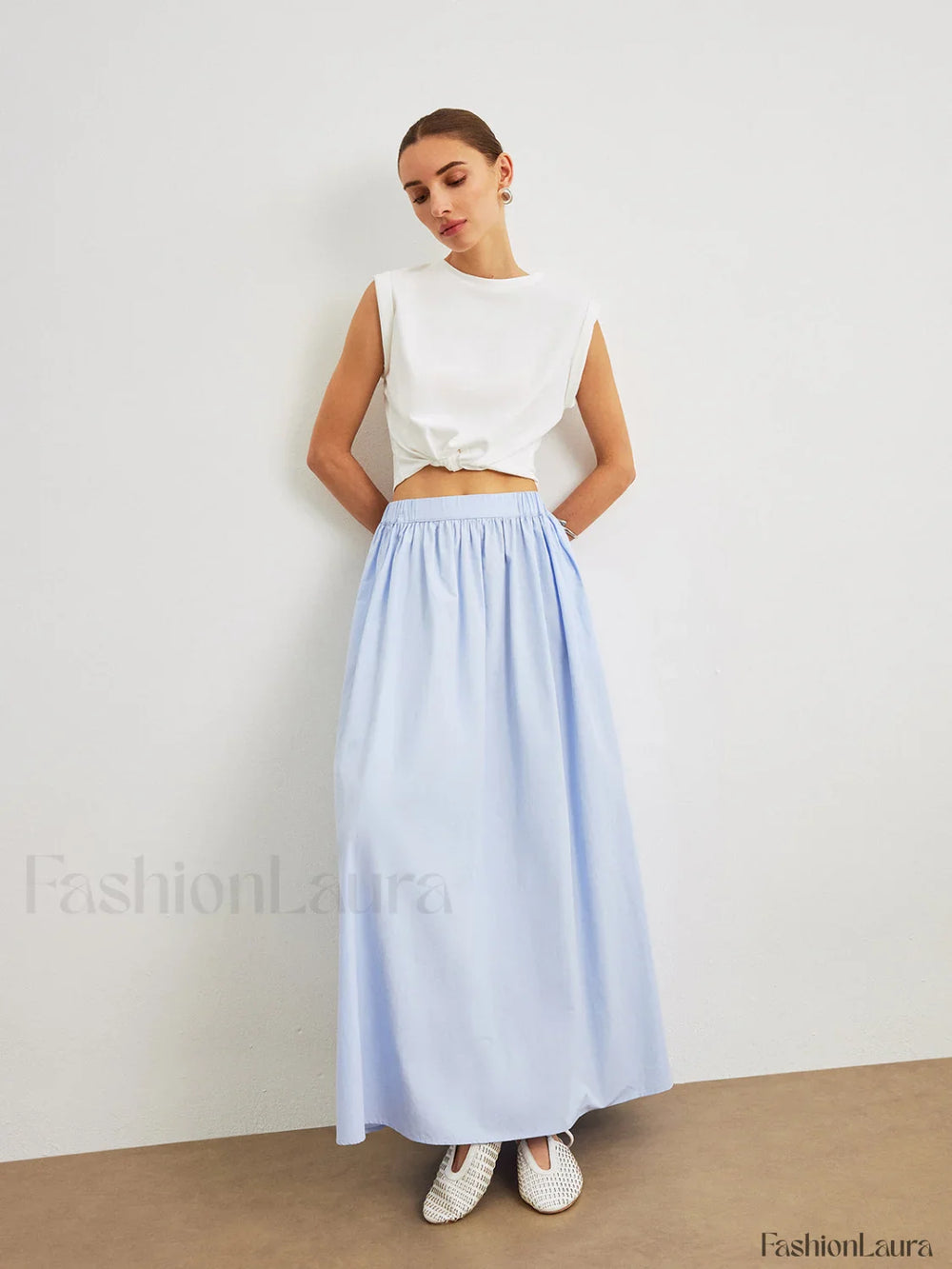 Cotton A Line Skirt With Pockets Skirts