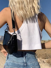 Cotton Blends Cropped Strappy Top Tank Tops & Camis