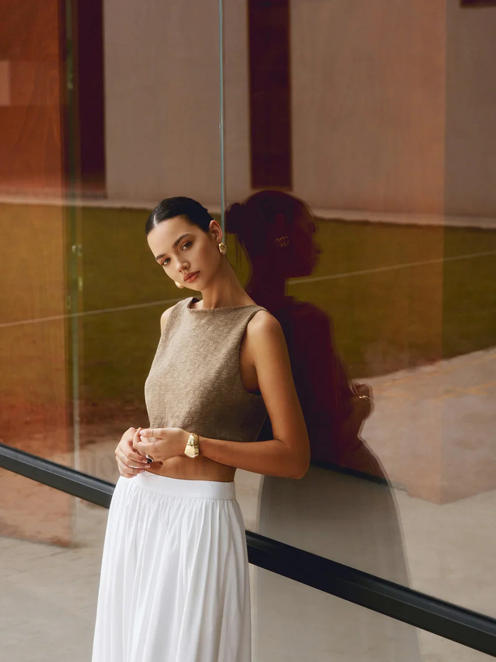 Cotton Blends Graceful Crop Top Tank Tops & Camis