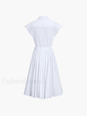 Cotton Blends Sleeveless Trendy Split Midi Dress Dresses