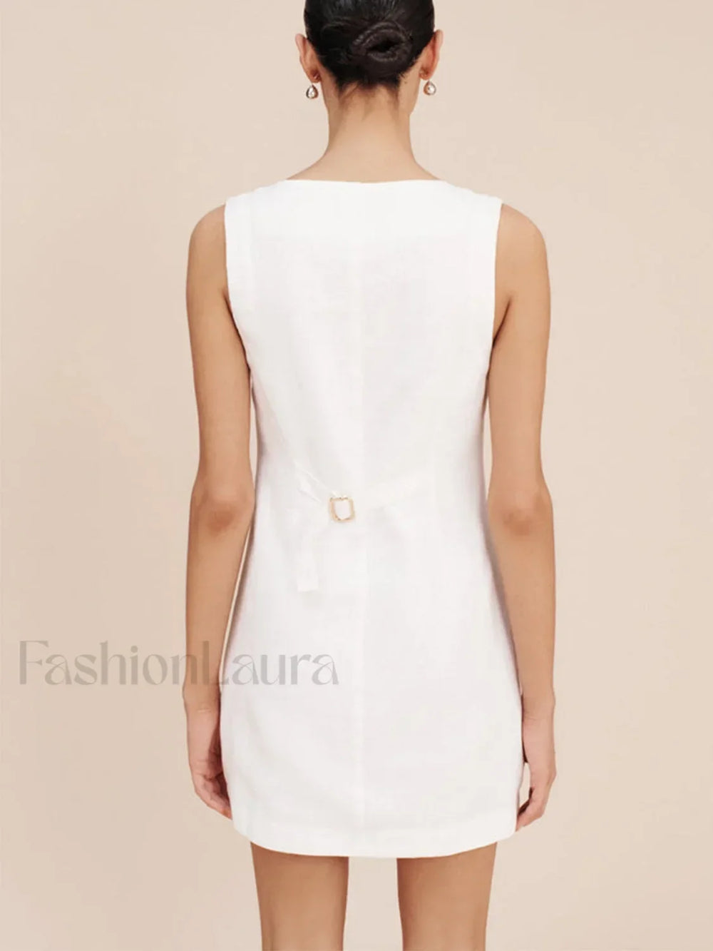 Cotton Button Front Short Dress Dresses