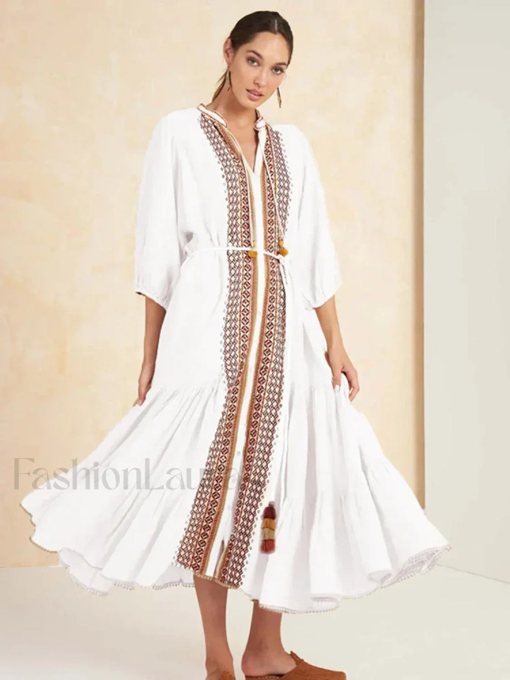 Cotton Flare Sleeve Boho Dress