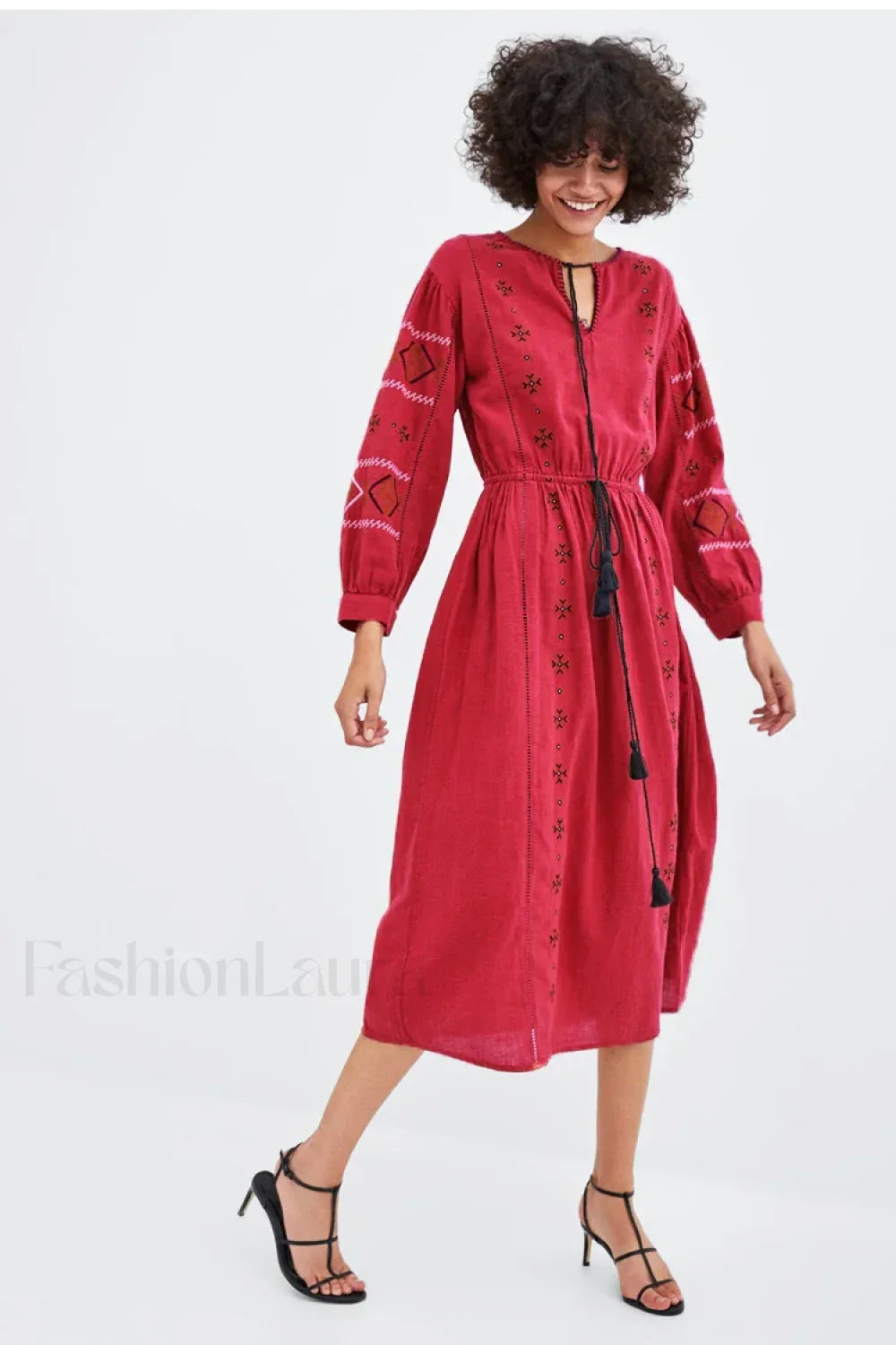 Cotton Floral Tassel Boho Dress