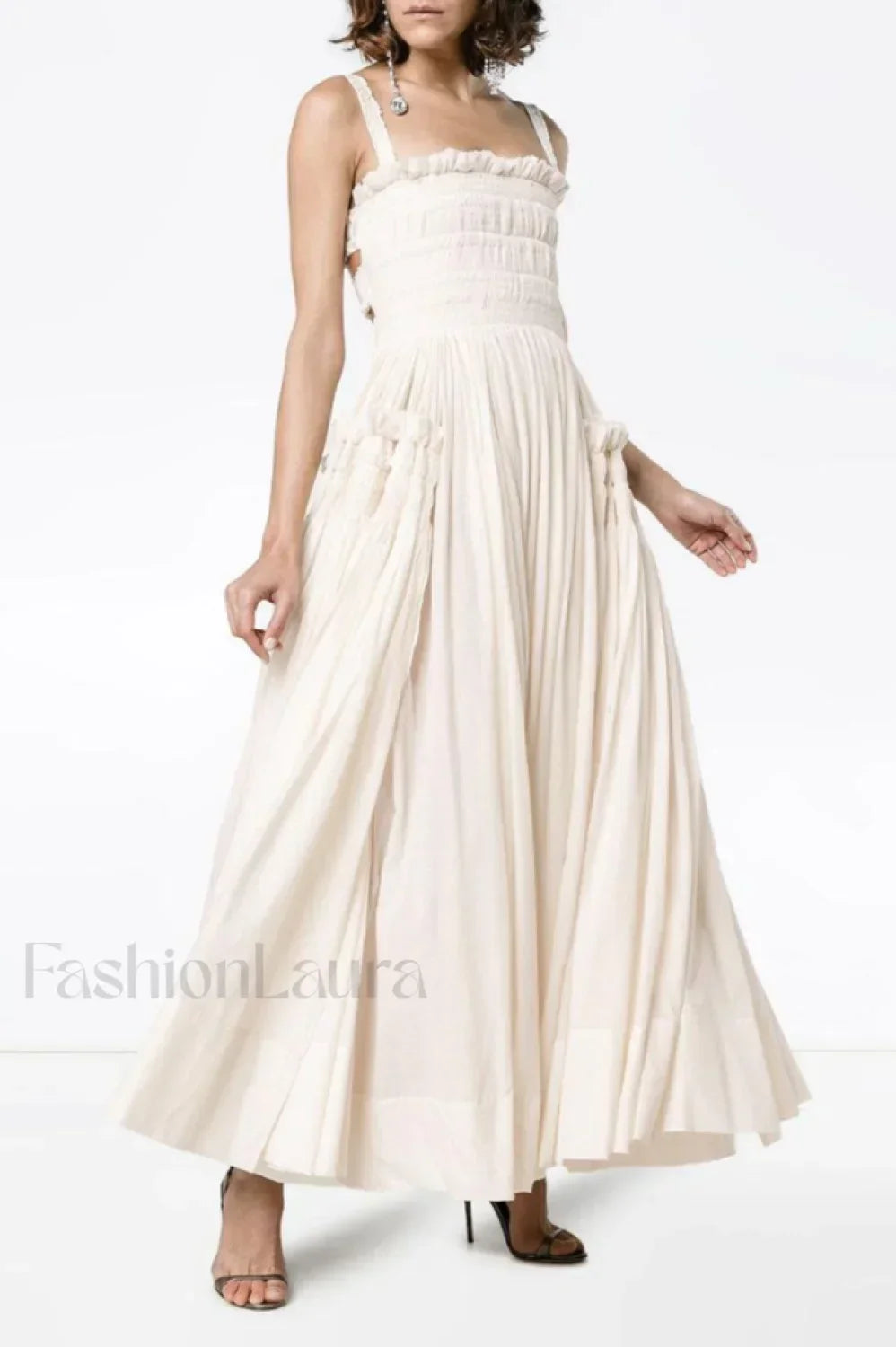 Cotton Larry Stylish Smock Dress S / White