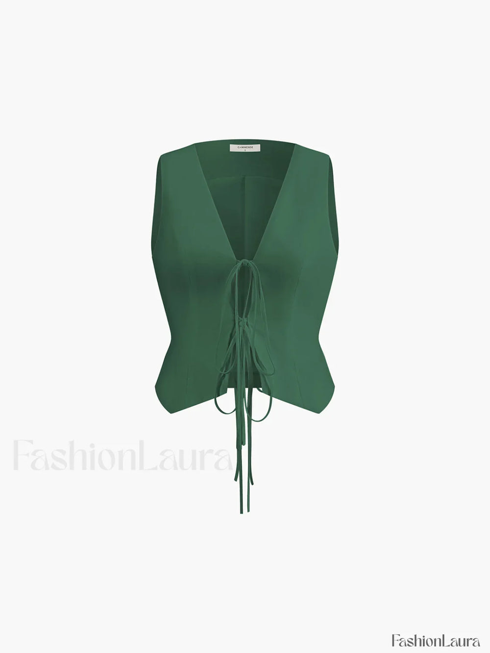 Cotton & Linen Tie Detail Vest Green / XS Vests