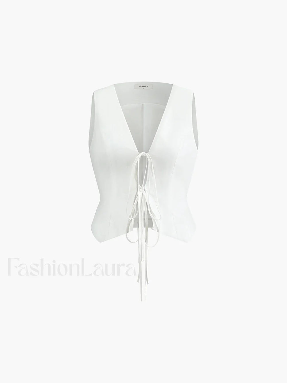 Cotton & Linen Tie Detail Vest White / XS Vests