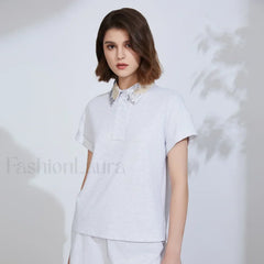 Cotton Summer Short Sleeved T Shirt light gray / S