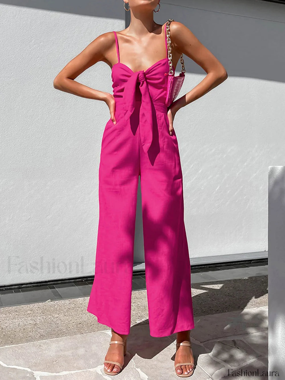 Cotton Twist Detail Jumpsuit Pink / XS Jumpsuits