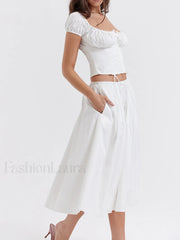 Cowgirl Aesthetics Semi Sheer Zippered Maxi Skirt White / XS Skirts