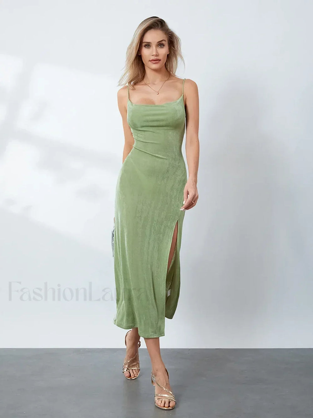 Cowl Neck Slip Midi Dress