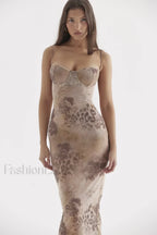 Cream Floral Stylish Print Maxi Dress