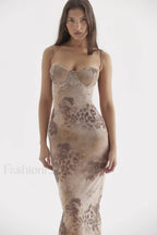 Cream Floral Stylish Print Maxi Dress