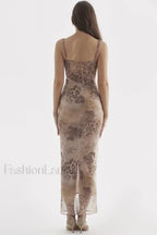 Cream Floral Stylish Print Maxi Dress