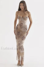 Cream Floral Stylish Print Maxi Dress