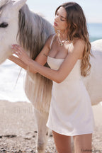 Cream White Stylish Mini Dress