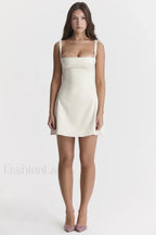 Cream White Stylish Mini Dress