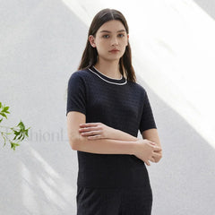 Crew Neck Wool Silk Knitted T Shirt