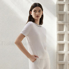 Crew Neck Wool Silk Knitted T Shirt