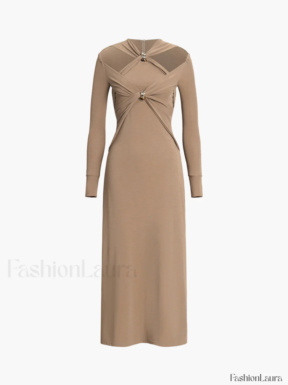 Criss Cross Cut Trendy Out Long Dress Dresses