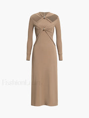 Criss Cross Cut Trendy Out Long Dress Dresses